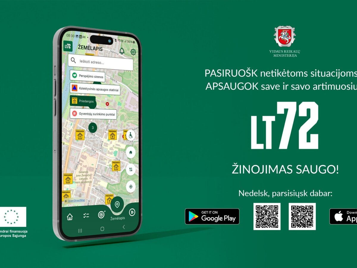Mobilioji programėlė LT72: pagalba gyventojams ekstremaliųjų situacijų metu