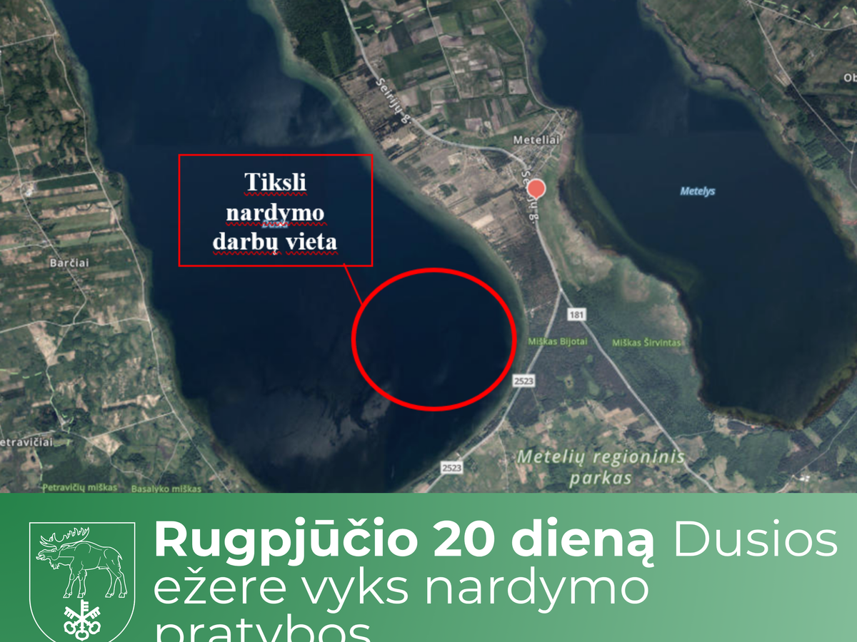 Rugpjūčio 20 dieną Dusios ežere vyks nardymo pratybos