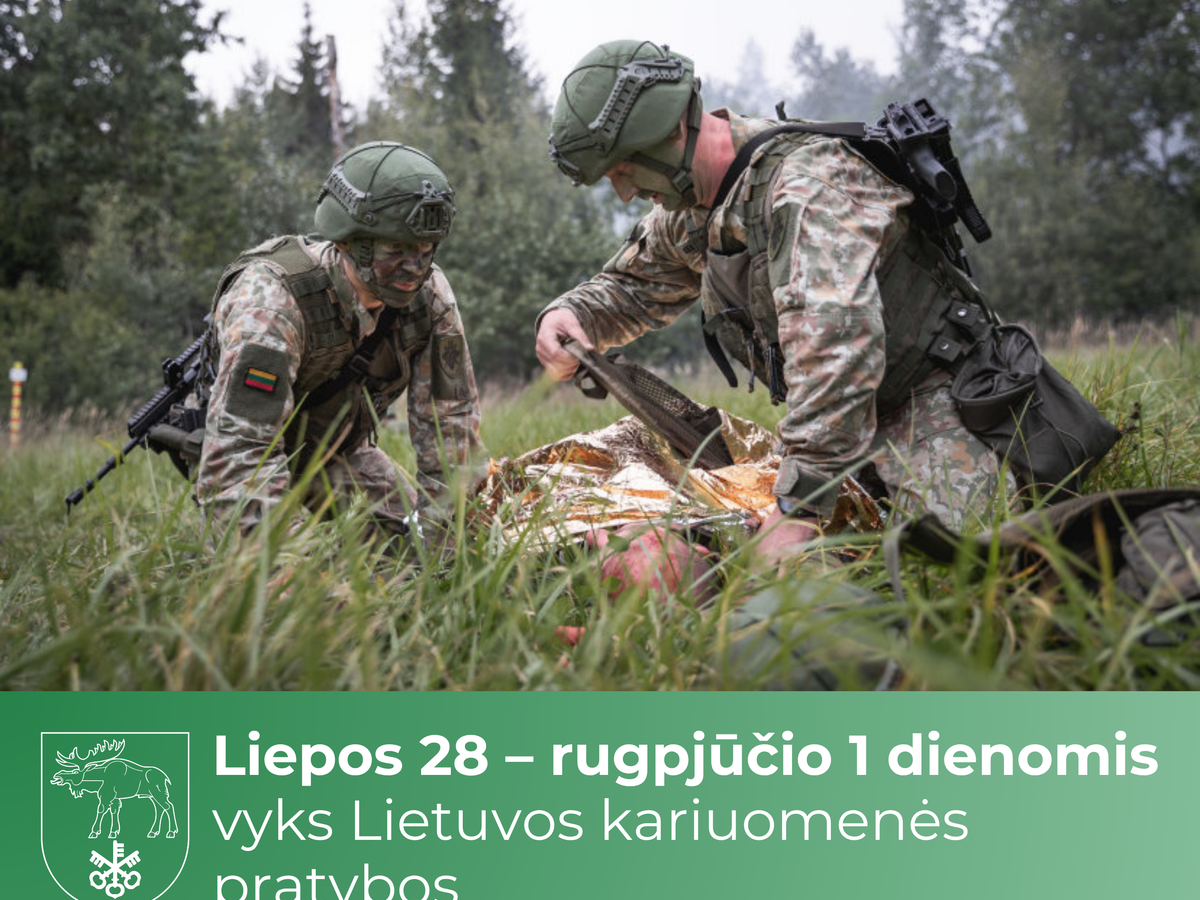 Liepos 28 – rugpjūčio 1 dienomis vyks Lietuvos kariuomenės pratybos