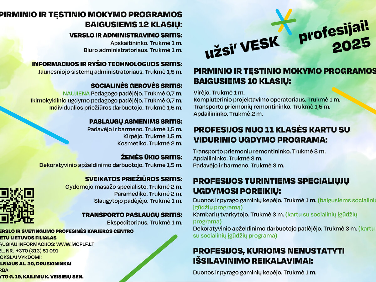 Užsivesk profesijai su VESK!