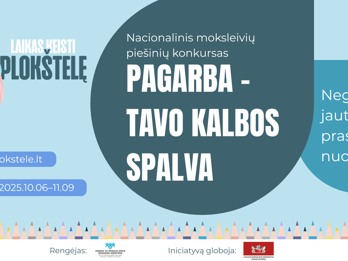 Kviečiame prisijungti mokinius prie Nacionalinio piešinių konkurso: pagarba – tavo kalbos spalva