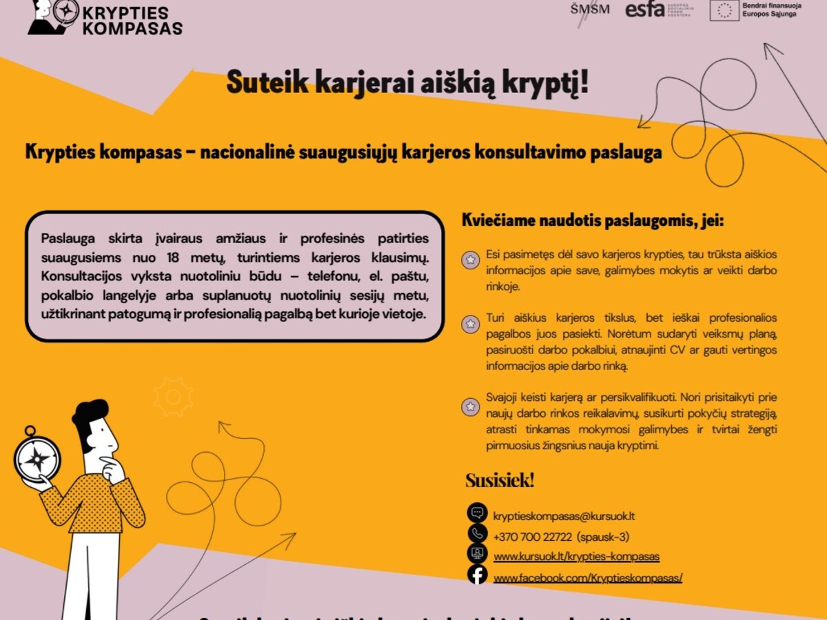 Nauja valstybės finansuojama paslauga „Krypties kompasas“