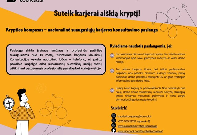 Nauja valstybės finansuojama paslauga „Krypties kompasas“