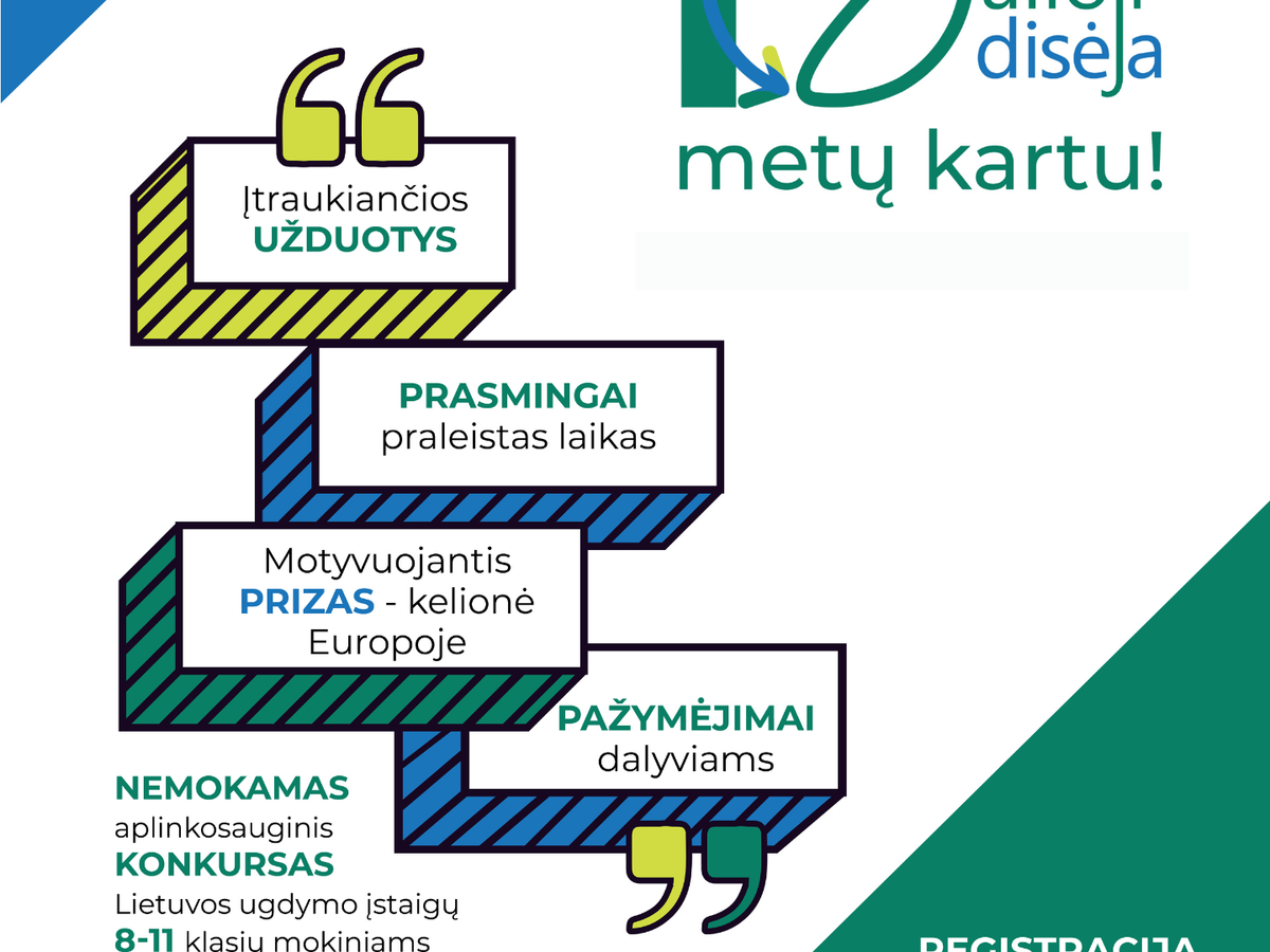 Kviečiame 8–11 klasių moksleivius iš visos Lietuvos dalyvauti konkurse „Žalioji odisėja ’26“