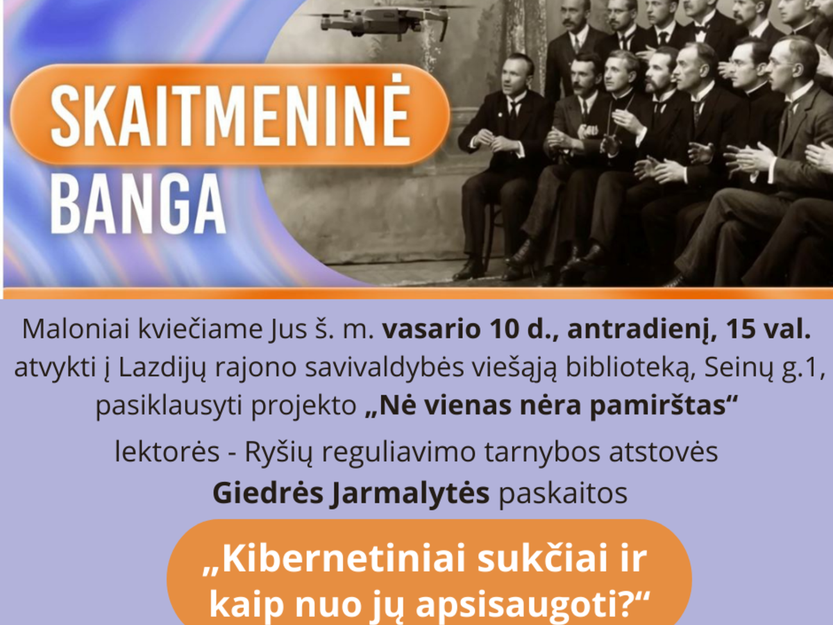 Vasario 10 d. 15.00 val. Lazdijų viešosios bibliotekos Konferencijų salėje vyks projekto „Nė...