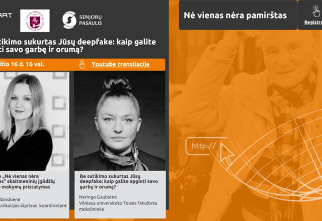 Projektas „Nė vienas nėra pamirštas“ ir vėl Jus kviečia į nuotolinę paskaitą!