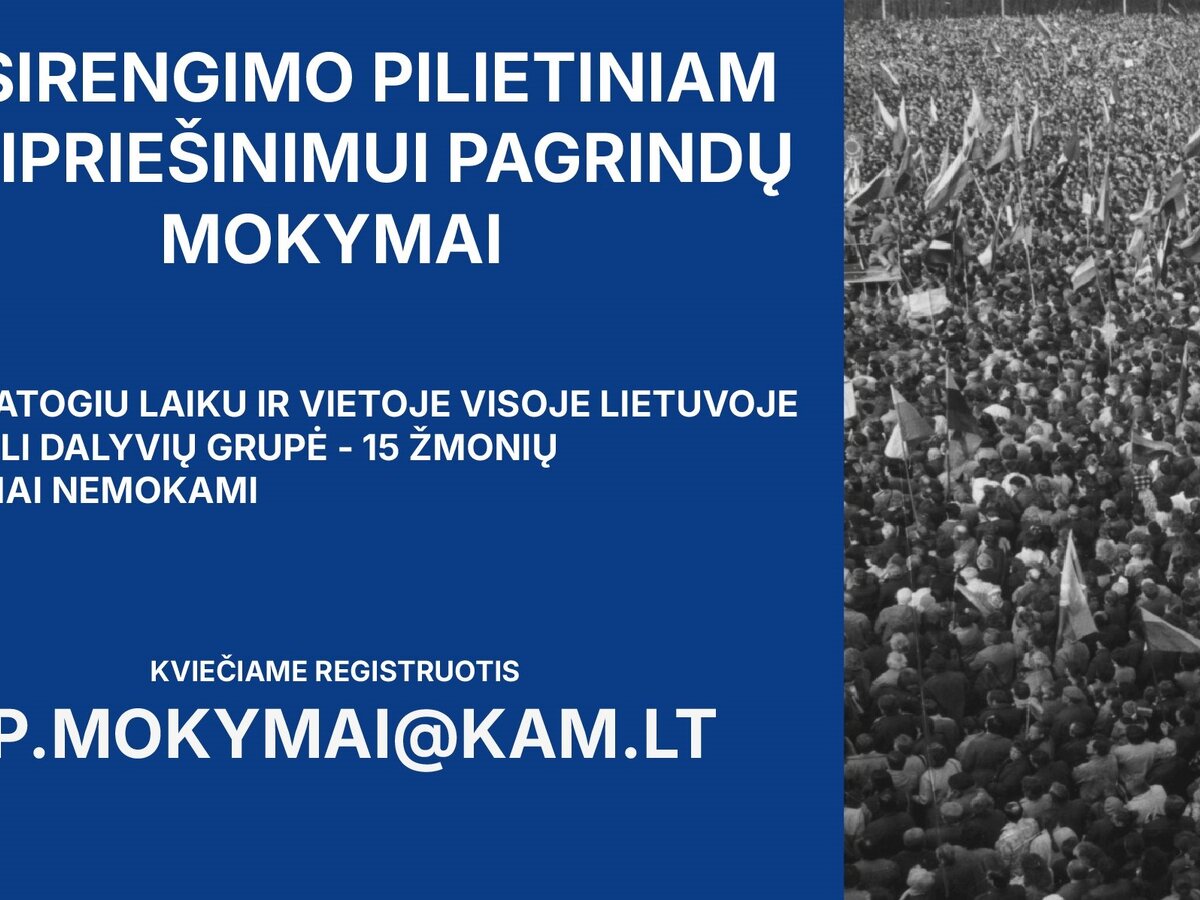 Kviečiame į nemokamus Mobilizacijos ir pilietinio pasipriešinimo departamento prie Krašto...