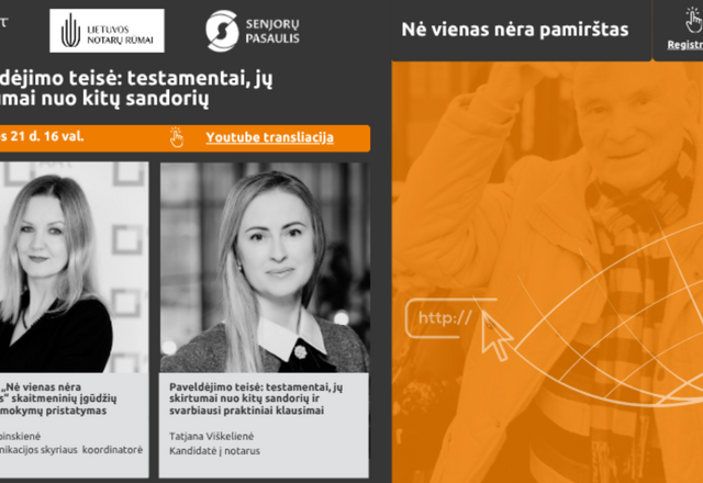Projektas „Nė vienas nėra pamirštas“ ir vėl Jus kviečia į nuotolinę paskaitą!