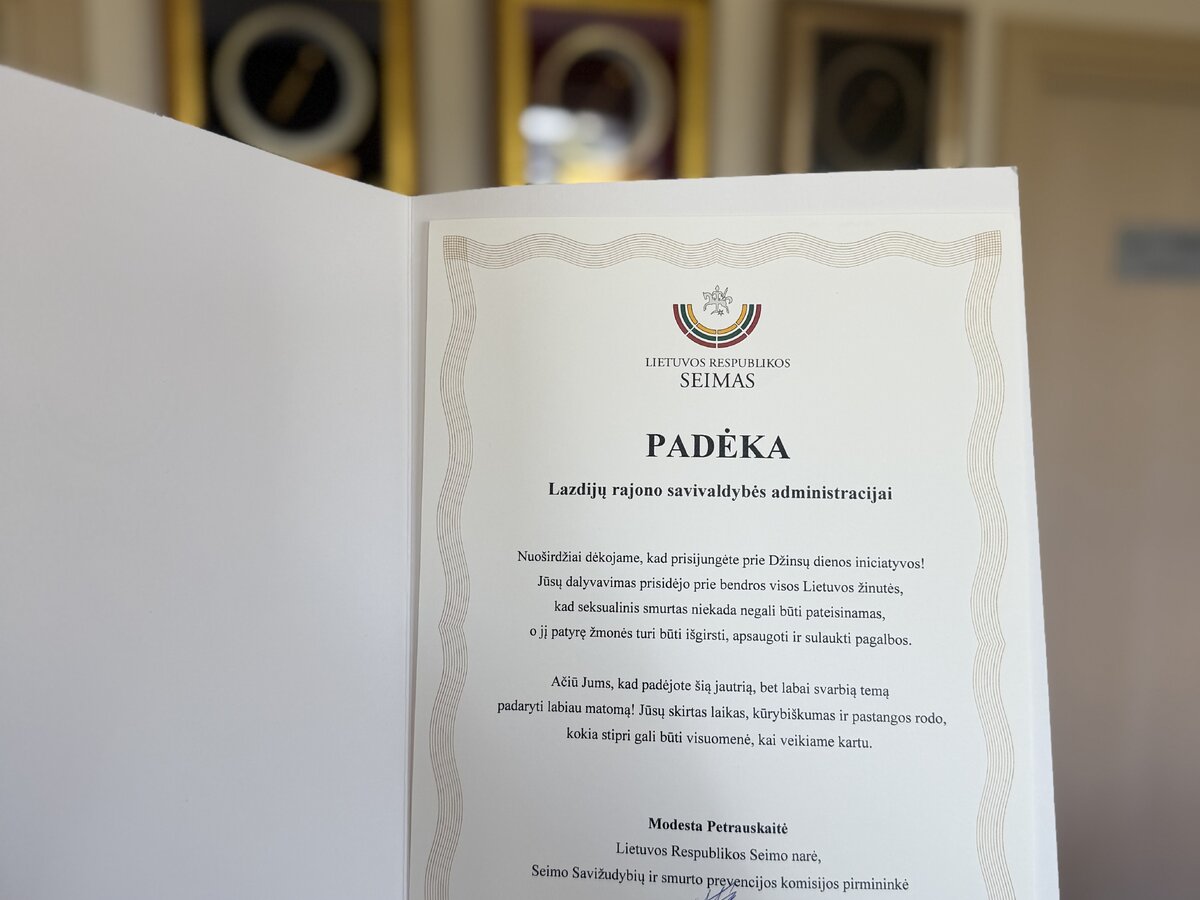 Lietuvos Respublikos Seimo padėka savivaldybei