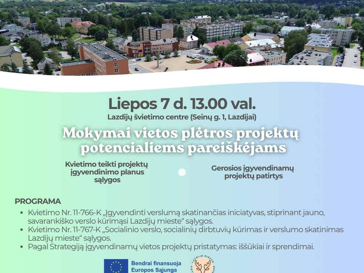 Mokymai vietos plėtros projektų potencialiems pareiškėjams