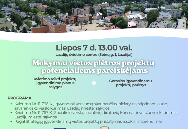 Mokymai vietos plėtros projektų potencialiems pareiškėjams