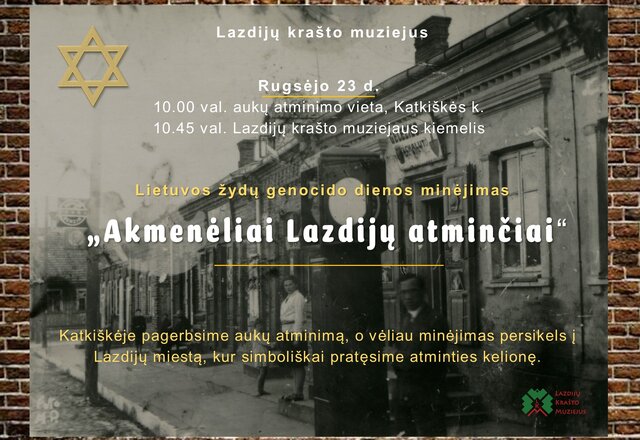 Rugsėjo 23-ąją – Lietuvos žydų genocido aukų atminimo dieną – kviečiame į atminties ir pažinimo...