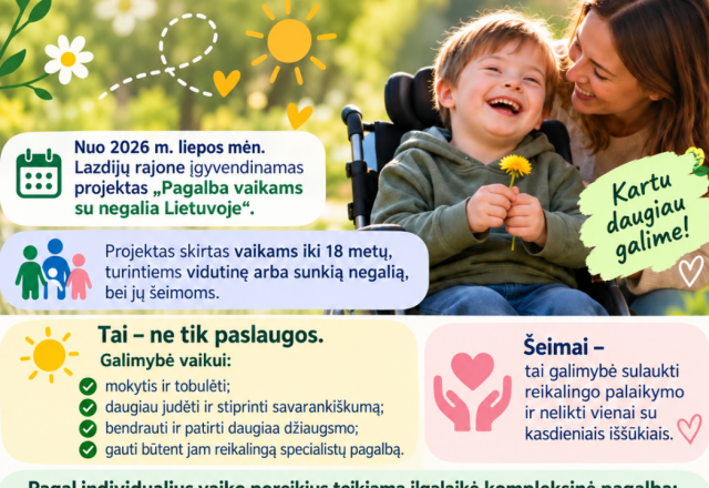 Kviečiame pasinaudoti pagalba vaikams su negalia ir jų šeimoms