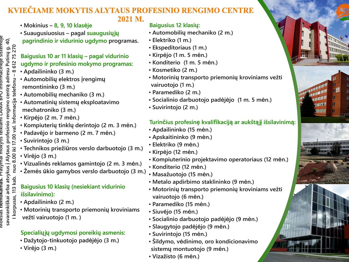 Alytaus profesinio rengimo centras kviečia mokytis pas juos!
