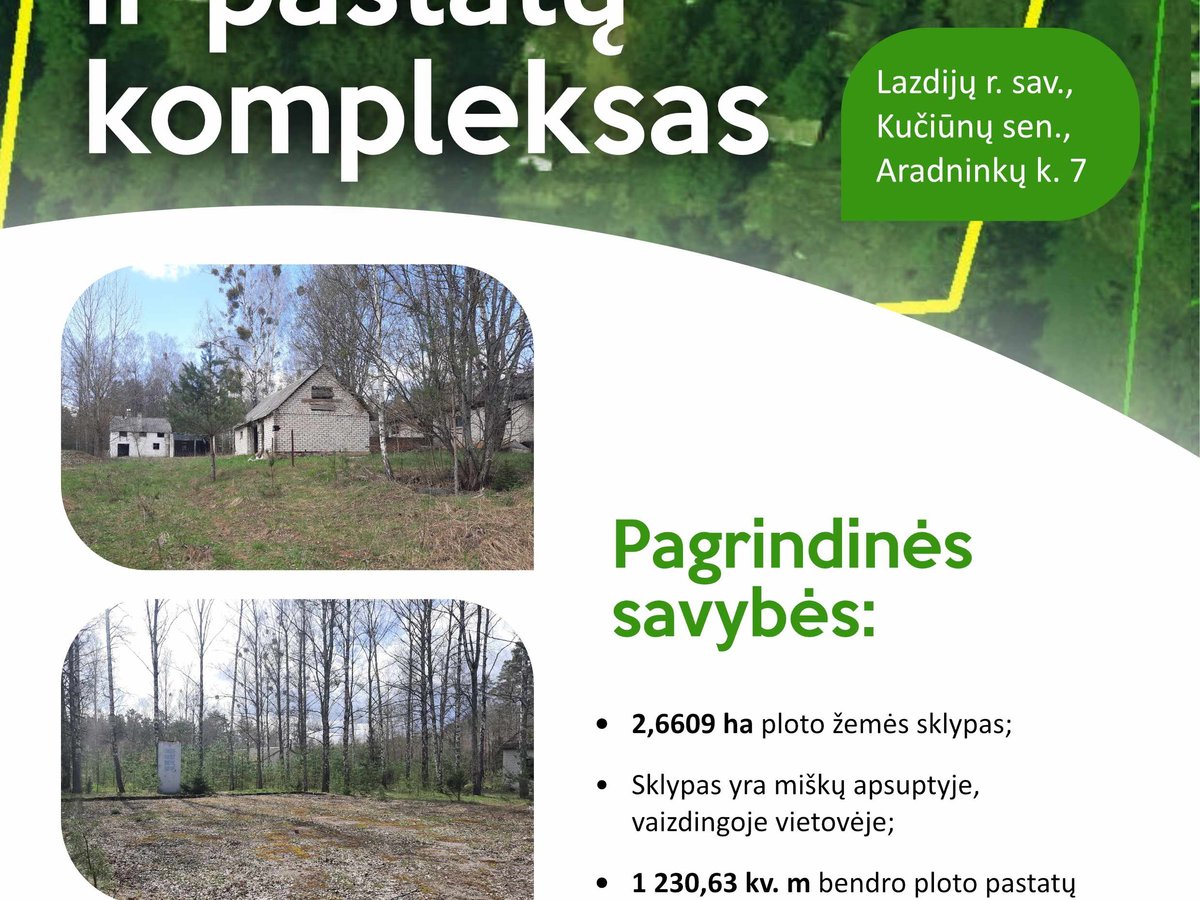 Parduodamas žemės sklypas ir pastatai Aradninkuose