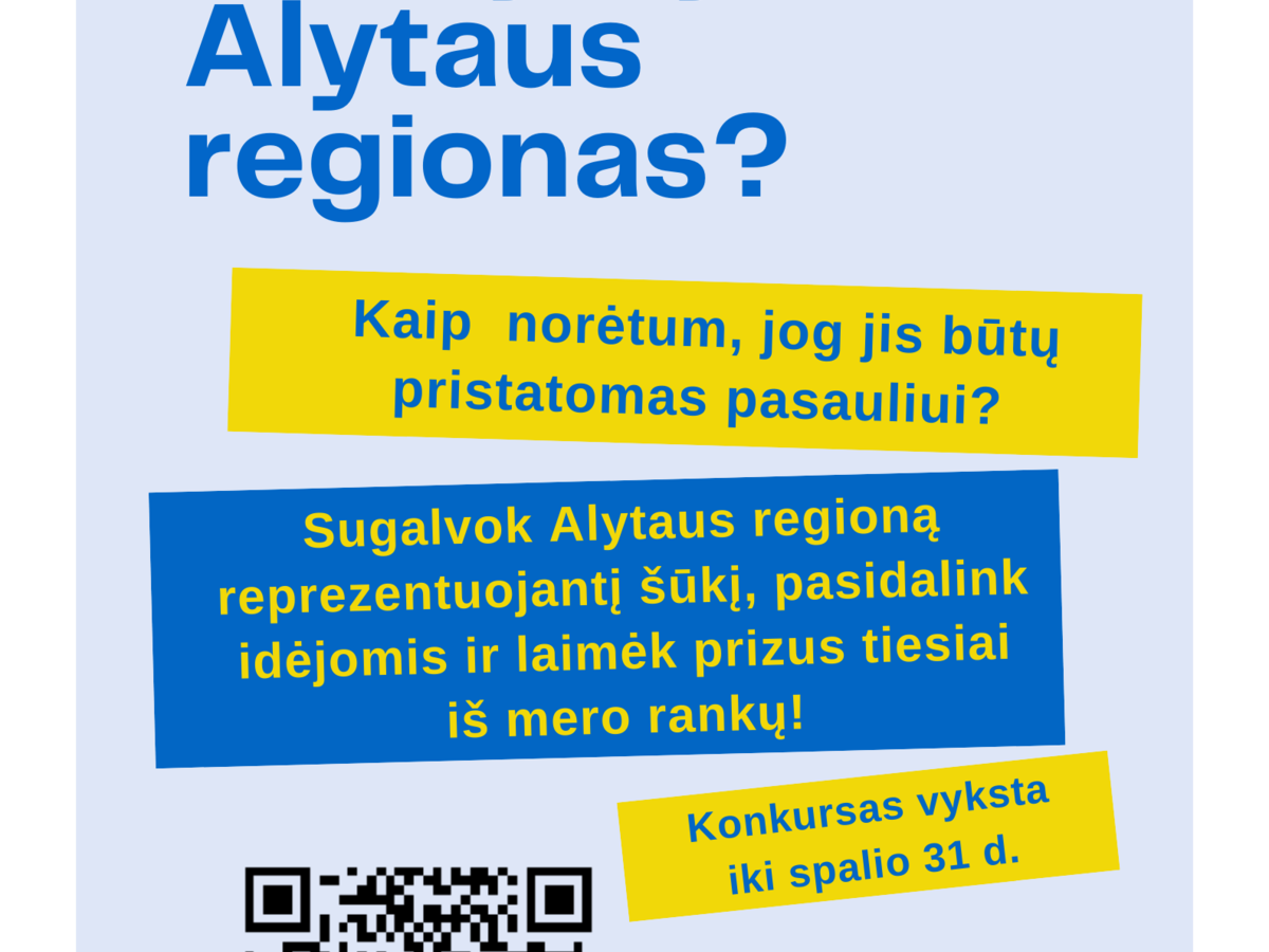 Sugalvok Alytaus regioną reprezentuojantį šūkį, pasidalink idėjomis ir laimėk prizus tiesiai iš...