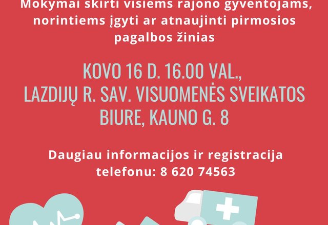 Visuomenės sveikatos biuras kviečia: išmokite teikti pirmąją pagalbą