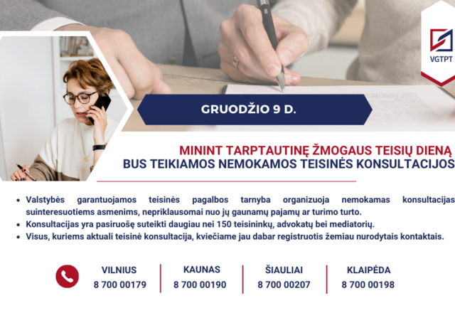 Tarptautinės žmogaus teisių dienos proga – nemokamos teisininkų konsultacijos