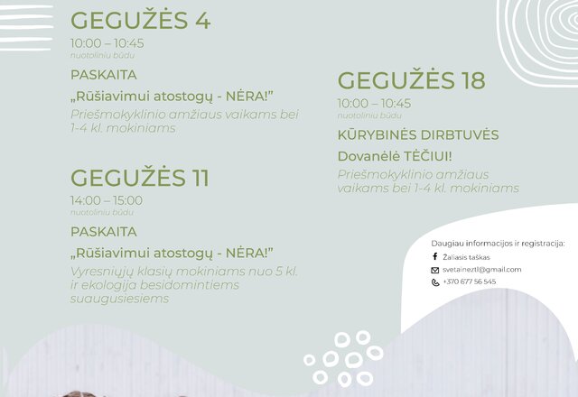 „Žalasis raštingumas“ į edukacijas kvies ir gegužę