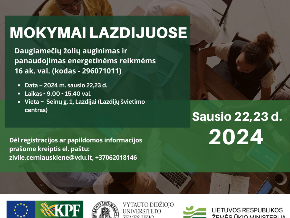 Kviečiame į mokymus „Daugiamečių žolių auginimas ir panaudojimas energetinėms reikmėms"