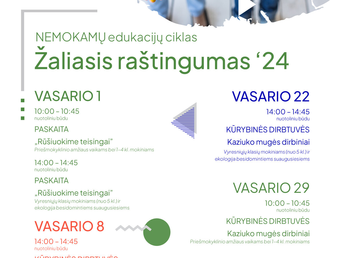 Kviečiame prisijungti prie nemokamo nuotolinio edukacijų ciklo „Žaliasis raštingumas“