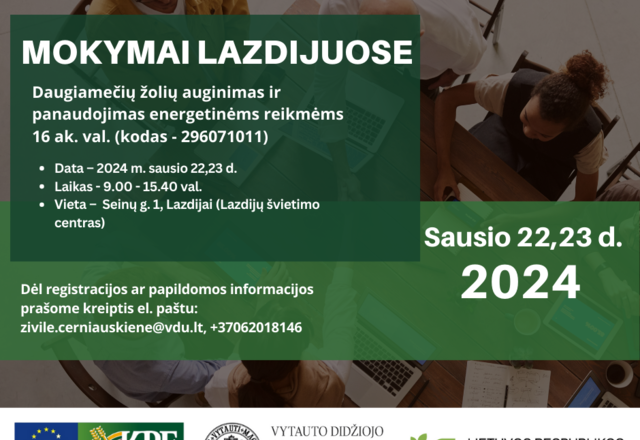 Kviečiame į mokymus „Daugiamečių žolių auginimas ir panaudojimas energetinėms reikmėms"