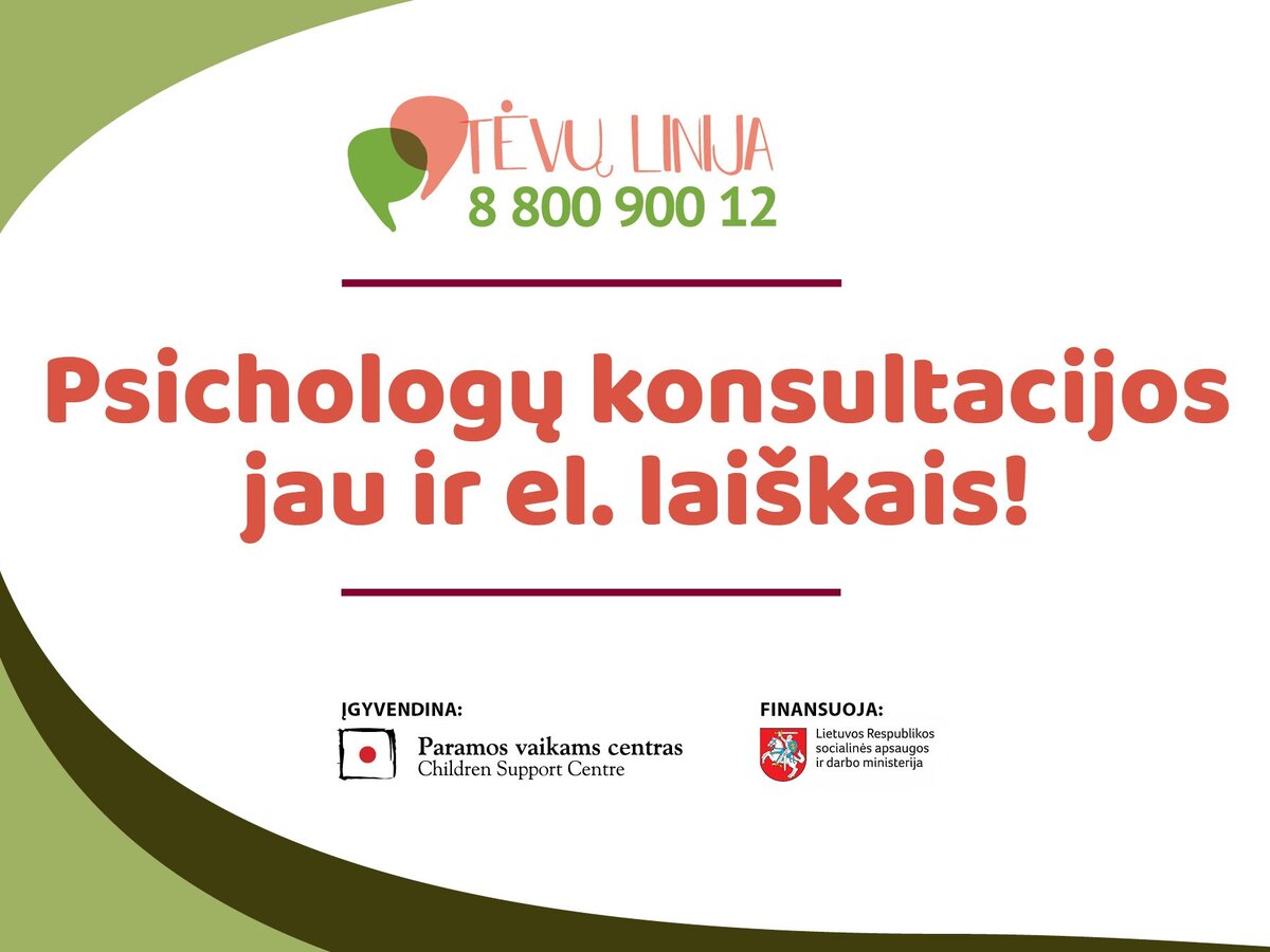 „Tėvų linijoje“ psichologų konsultacijos jau ir el. laiškais
