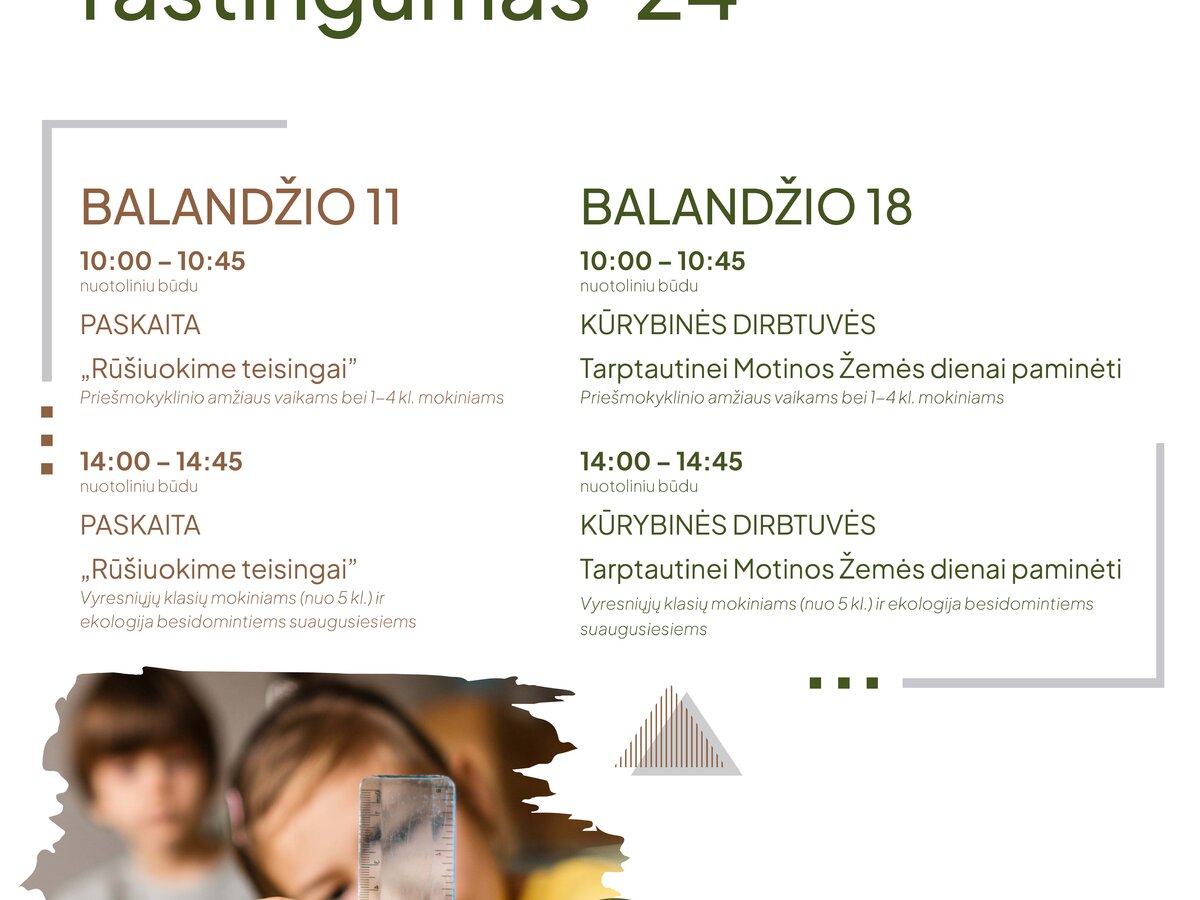 „Žaliasis taškas“ kviečia prisijungti prie NEMOKAMŲ nuotolinių edukacijų ciklo „Žaliasis...