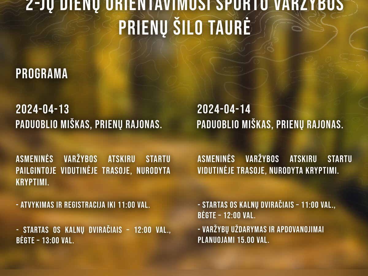 Prienų „Šilas“ kviečia į 2 dienų orientavimosi sporto varžybas