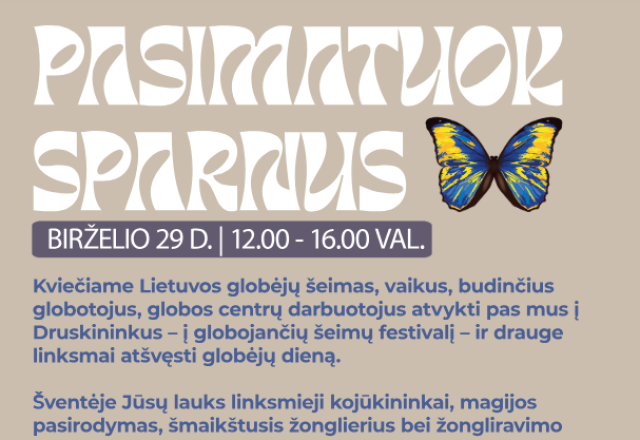 Kviečiame į šeimų festivalį „PASIMATUOK SPARNUS" Druskininkuose