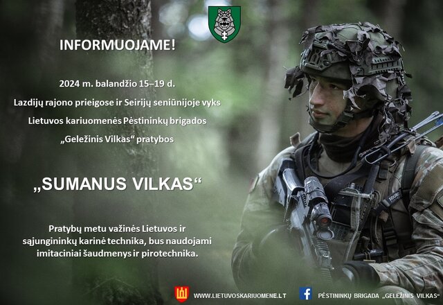 Seirijų seniūnijoje vyks Lietuvos kariuomenės Pėstininkų brigados „Geležinis vilkas"...