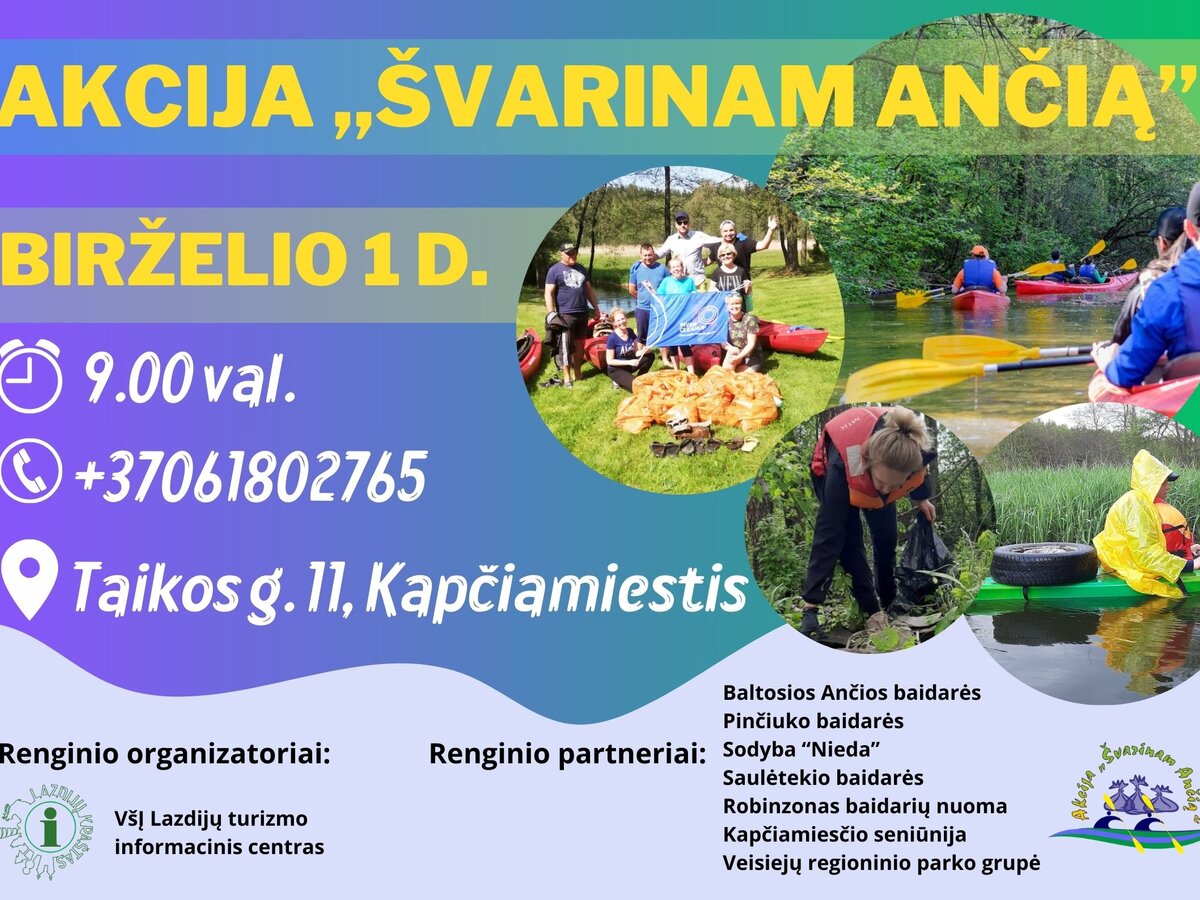 Kviečiame prisijungti prie kasmetinės šiukšlių rinkimo akcijos „Švarinam Ančią“