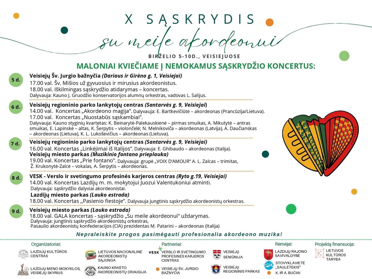 Į Veisiejus sugrįžta šventė muzikos mylėtojams – Tarptautinis akordeonistų sąskrydis „Su meile...