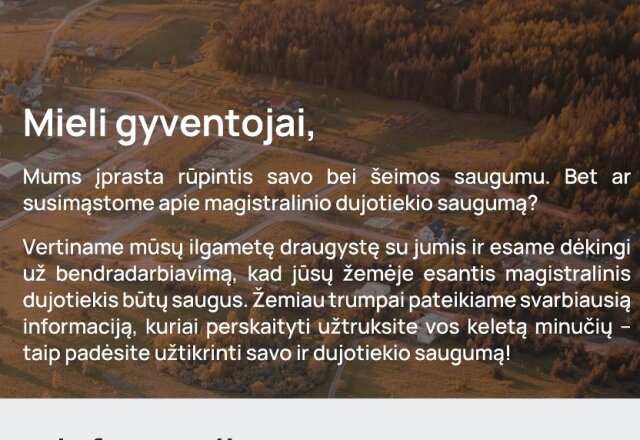 Informacija apie magistralinių dujotiekių saugumo reikalavimus
