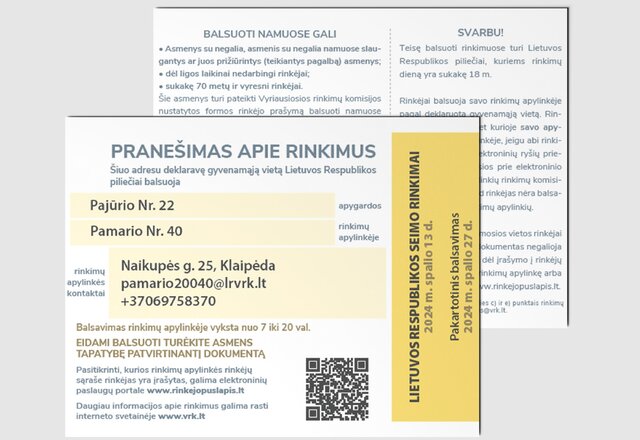 VRK informuoja: į rinkėjų pašto dėžutes pradedami platinti pranešimai apie Seimo rinkimus