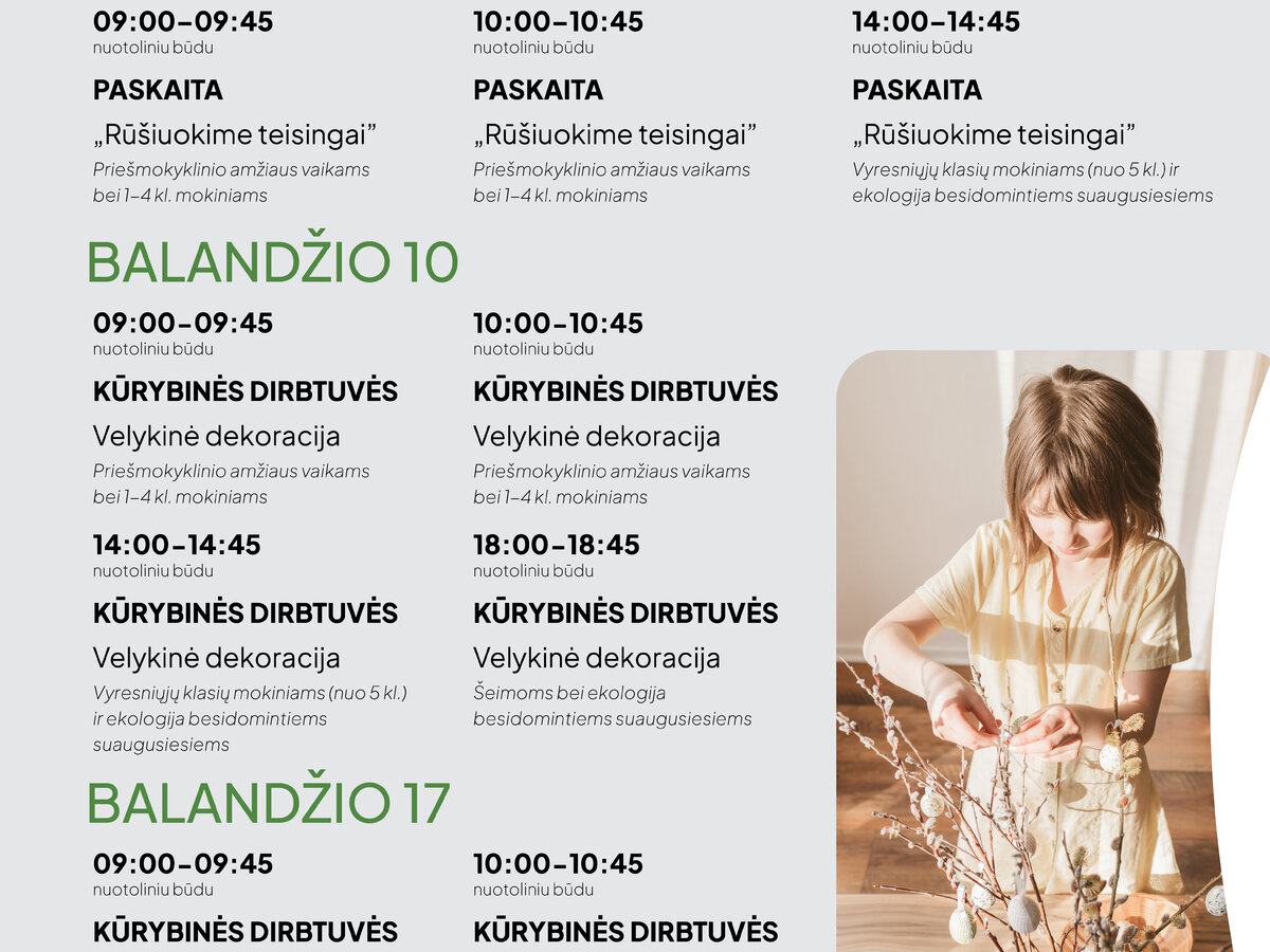 Organizacija „Žaliasis taškas“ kviečia prisijungti prie NEMOKAMŲ nuotolinių edukacijų ciklo...
