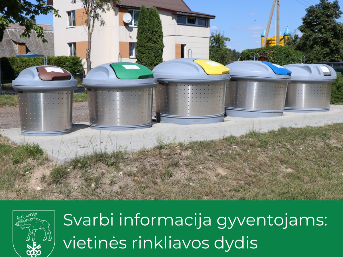 Svarbi informacija gyventojams: vietinės rinkliavos dydis