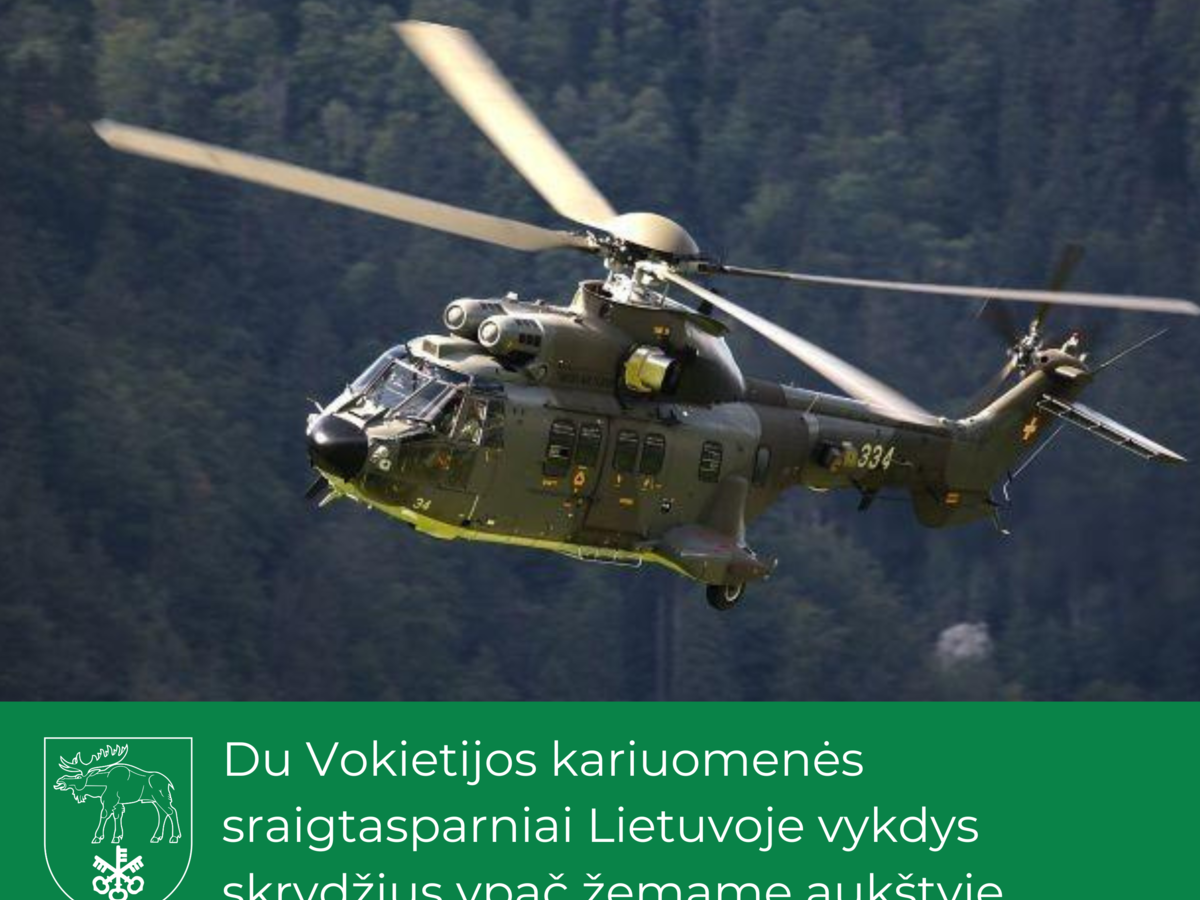 Du Vokietijos kariuomenės sraigtasparniai vykdys skrydžius ypač žemame aukštyje