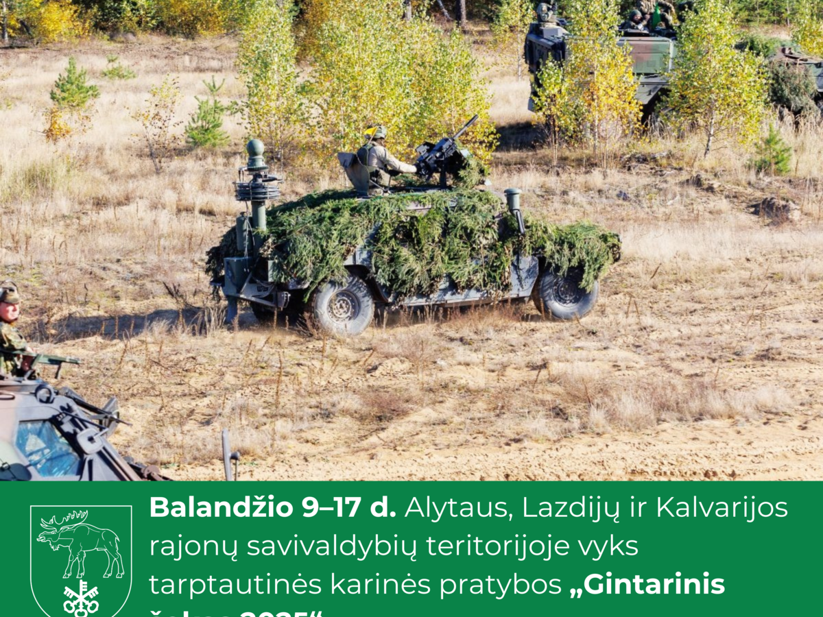 Balandžio 9–17 d. Alytaus, Lazdijų ir Kalvarijos rajonų savivaldybių teritorijoje vyks...