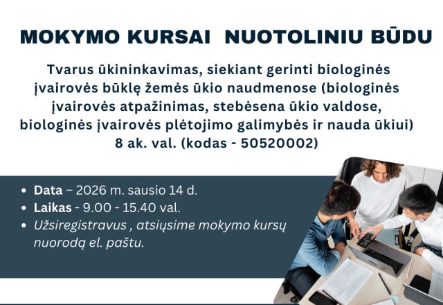 Kvietimas į nemokamus NUOTOLINIUS mokymus sausio 14 d.