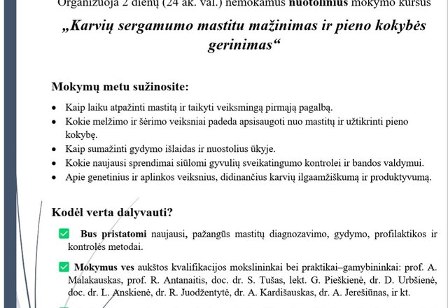 Nuotoliniai mokymai sausio 26-27 dienomis!