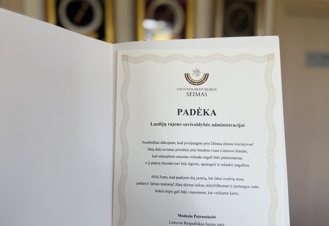 Lietuvos Respublikos Seimo padėka savivaldybei