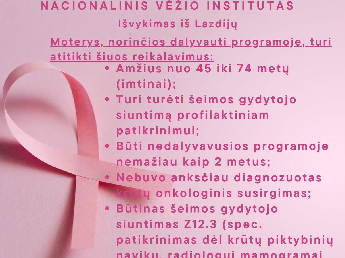 Svarbu moterims: nemokama prevencinė krūties vėžio patikra